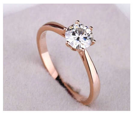 Elegant Cr.Diamond  Set in 18ct Rose Gold Imported Filled Ring