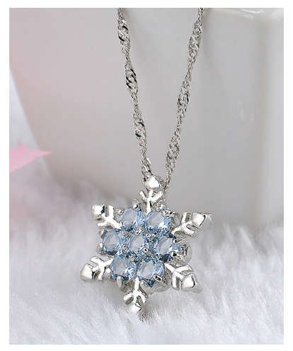 Charming Vintage Blue Snowflake Zircon with Free Matching  Necklaces
