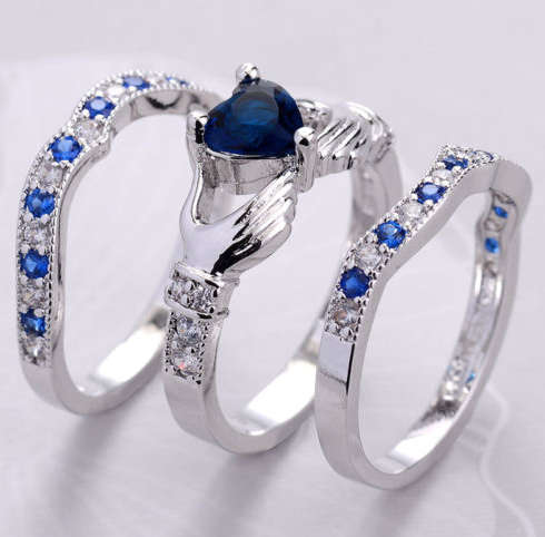 ** SissyGirls ** Attractive Imported 3 in 1 Cr.Sapphire Ring