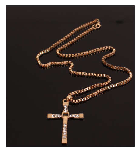 Stylish Sim Diamonds Set in 18ct Unisex Yellow Gold Filled Cross with Matching Neck Chain