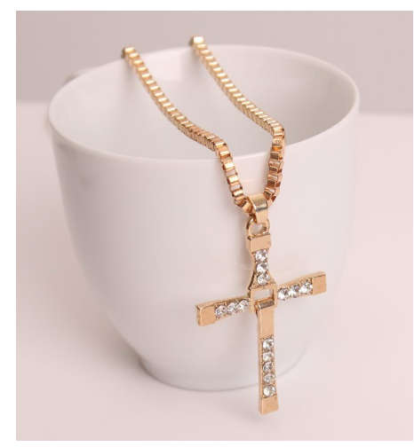 Stylish Sim Diamonds Set in 18ct Unisex Yellow Gold Filled Cross with Matching Neck Chain