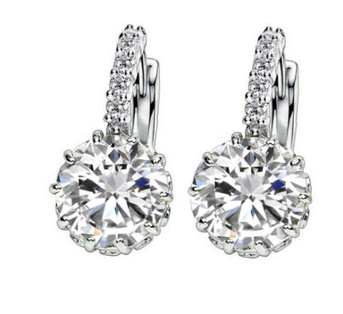 Gorgeous Cr. White Diamonds  Set in White Gold Imported Filed Earrings