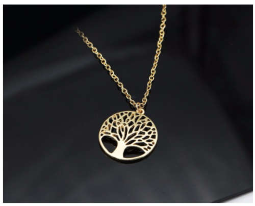 Fancy (SISSYGIRLS) Yellow Gold  Tree Of Life Imported Filled Neck Chain