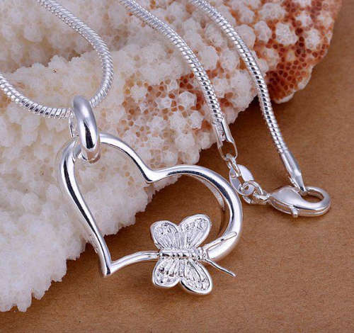 Dazzling 925 Sterling Silver Heart Shape Imported Filled  Pendant with Matching Chain