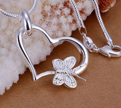 Dazzling 925 Sterling Silver Heart Shape Imported Filled  Pendant with Matching Chain