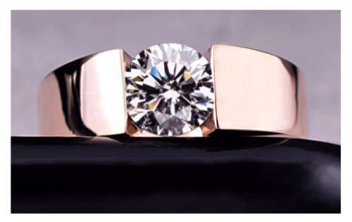 ATTRACTIVE SIMULATED DIAMOND SET IN ROSE GOLD IMPORTED FILLED RING