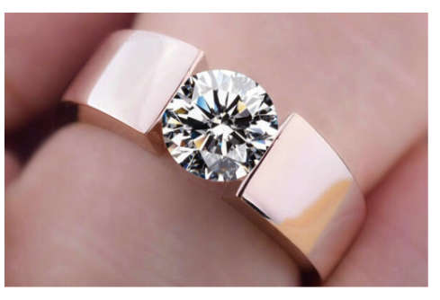 ATTRACTIVE SIMULATED DIAMOND SET IN ROSE GOLD IMPORTED FILLED RING