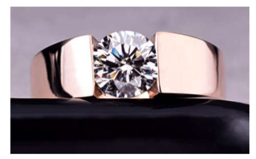 ATTRACTIVE SIMULATED DIAMOND SET IN ROSE GOLD IMPORTED FILLED RING