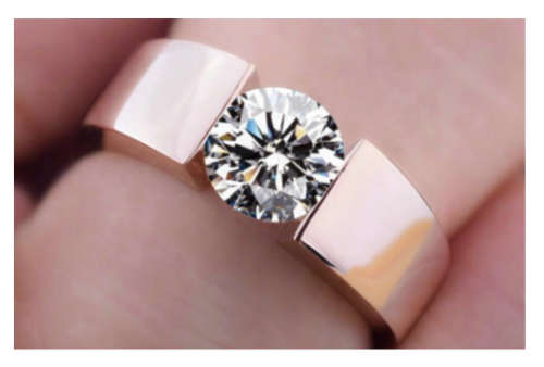 ATTRACTIVE SIMULATED DIAMOND SET IN ROSE GOLD IMPORTED FILLED RING