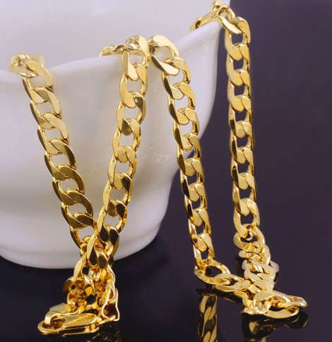 Flashing  Ancient 7mm Yellow Rolled Gold Imported Unisex  Neck Chain