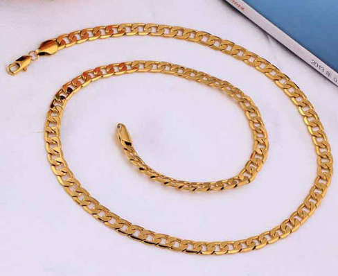 Flashing  Ancient 7mm Yellow Rolled Gold Imported Unisex  Neck Chain