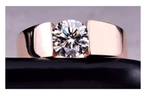 Attractive Simulated Diamond Set in Rose Gold Imported Filled Ring