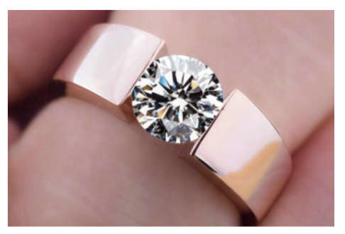 Attractive Simulated Diamond Set in Rose Gold Imported Filled Ring