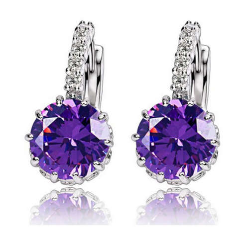 Charming Simulated Amethyst Set in 18ct White Gold Imported Filled Earrings