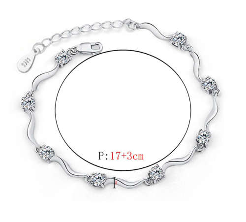 Flashing Cr. Daimonds Set in 925 Silver Imported Filled Tennis Bracelet  Length = 20.4 mm