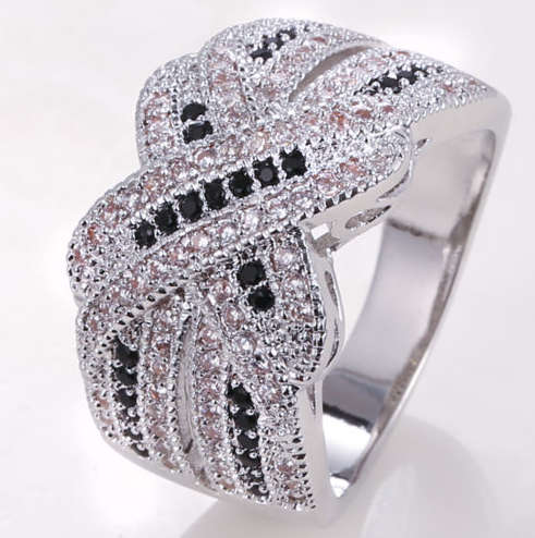 Flashing Sim.Diamond Set in White Gold Imported Filled Ring