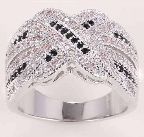 Flashing Sim.Diamond Set in White Gold Imported Filled Ring