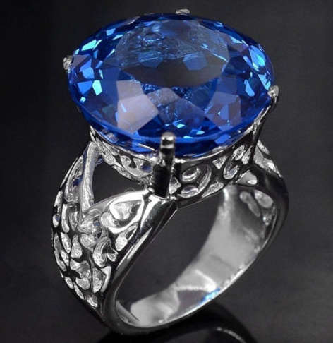 Dazzling Cr Sapphire Set in 925 Sterling Silver Ring Internationally Imported Filled Jewellery