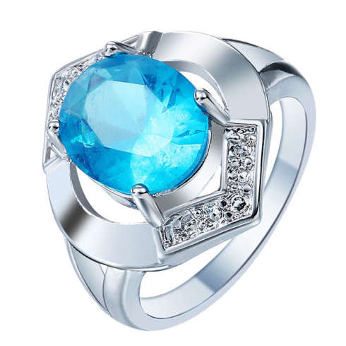 Charming Cr Topaz & White Diamonds Set in White Rolled Gold Imported Ring