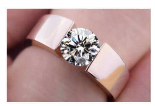 Attractive Simulated Diamonds Set in Rose Gold Imported Filled Ring