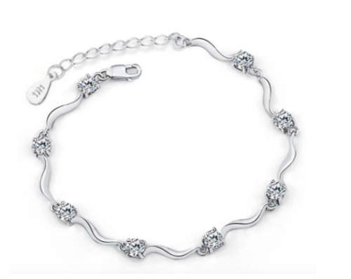 Flashing Cr. Daimonds Set in 925 Silver Imported Filled Tennis Bracelet