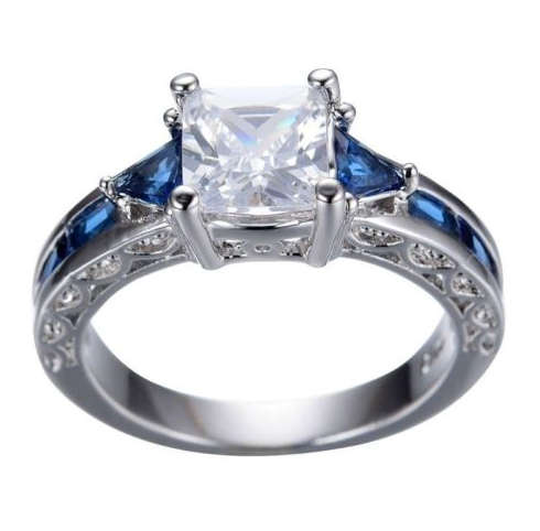 Sparkling Sim Diamond Set in 925 Sterling Silver Imported Filled Engagement/Wedding Ring