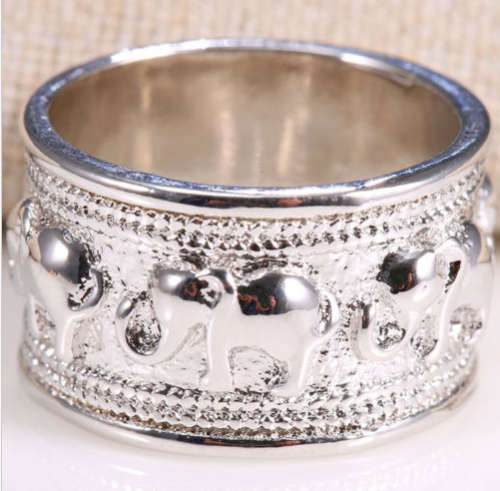 Flashing Big 5 925 Sterling Silver Elephant Ring Imported Filled Jewellery