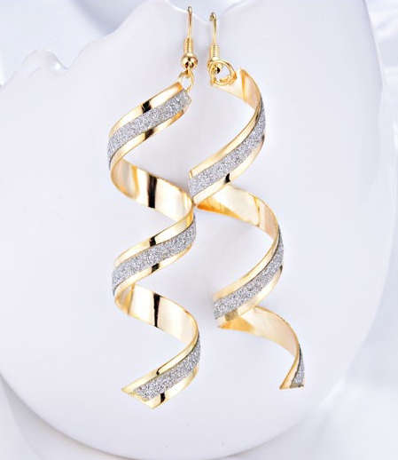 Fantastic Yellow Gold Newly Imported with Silver Glitter Earrings