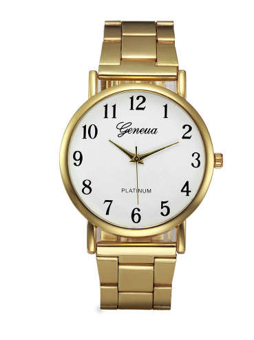 Gorgeous Gold Tone Imported with White Face Geneva Watch