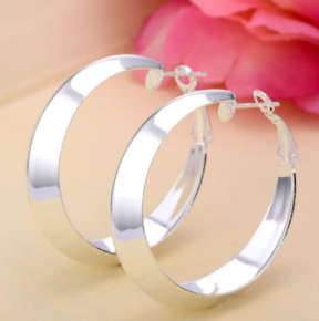 Elegant Big Round 925 Sterling Silver Imported Filled Earrings
