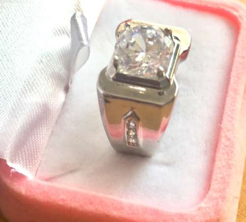 Exquisite  Sim Diamond Set in 925 Sterling Silver Ring Imported Filled Jewelry