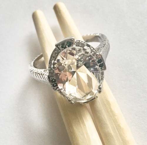 Amazing Sim White Diamond Set in 925 Sterling Silver Internationally Imported Filled Ring