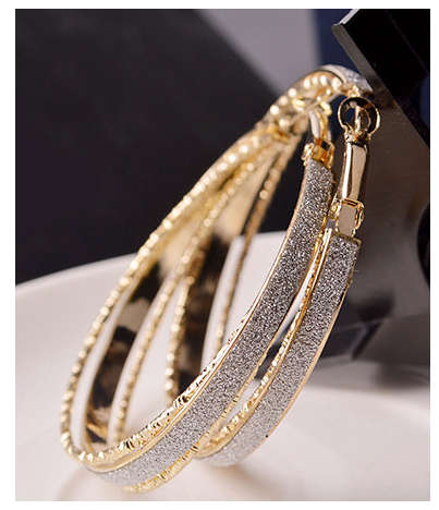 Attractive Imported Round Hoop with Silver Glitter Earrings