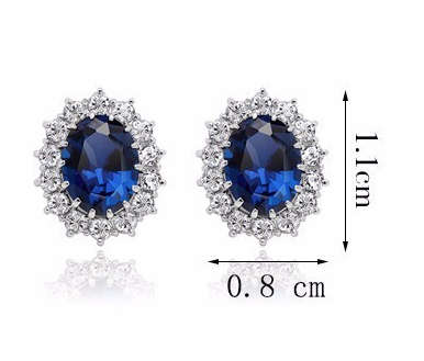 Stylish Cr Diamond & Sapphire Set in 925 Sterling Silver Earrings Imported Filled Jewellery