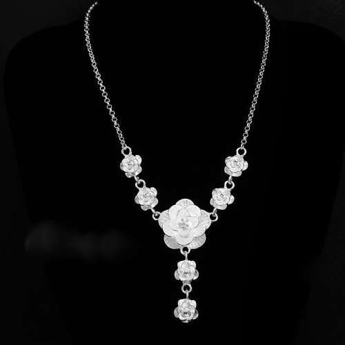 Gorgeous 925 Sterling Silver Rose Neck Chain Imported Filled Jewellery