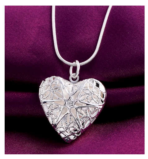 ElegantHeart Shape 925 Sterling Silver Filled Imported Filled Locket with Matching free Chain