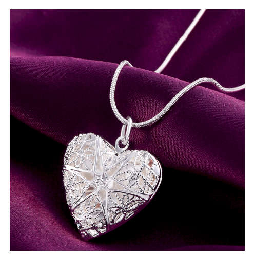 ElegantHeart Shape 925 Sterling Silver Locket with Matching free Chain Imported Filled Jewellery