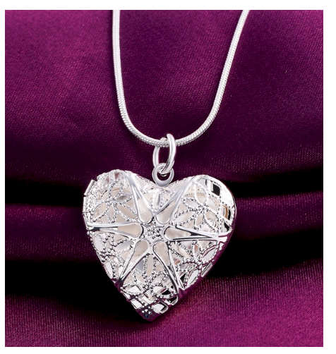 ElegantHeart Shape 925 Sterling Silver Locket with Matching free Chain Imported Filled Jewellery