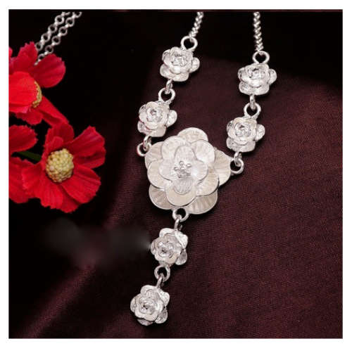 Gorgeous 925 Sterling Silver Rose Neck Chain Imported Filled Jewellery