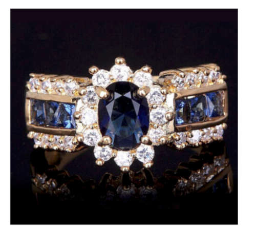 Attractive Sim Sapphire & Diamond in 18ct Yellow Rolled Gold Imported Ring