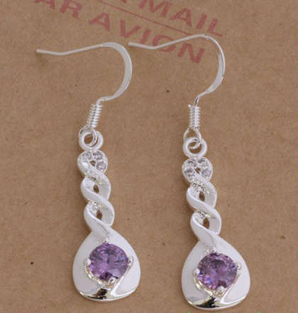 Dazzling Sim Amethyst Set in 925 Sterling Silver Earrings Imported Filled Jewellery