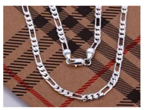 Stylish 4mm Figaro Unisex 925 Sterling Silver Neck Chain Imported Filled Jewellery