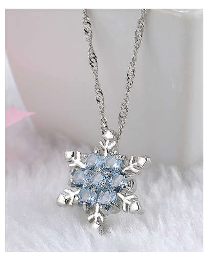 Charming Vintage Blue Snowflake Zircon in 925 Sterling Silver & Matching Necklaces Filled Jewellery