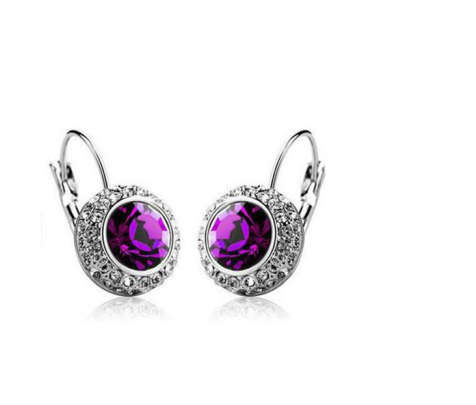 Charming Simulated Amethyst Set in 18ct White Gold Imported Filled Earrings