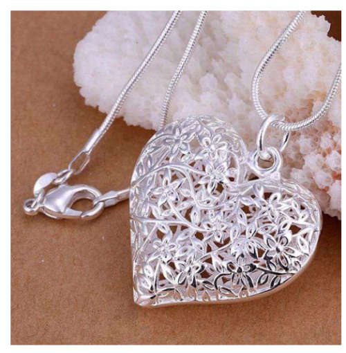 Elegant Hollow Heart Shape 925 Sterling Silver Locket & Matching Chain Imported Filled Jewellery