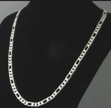 Quality Filled Flashing 4mm Figaro Unisex 925 Sterling Silver Neck Chain