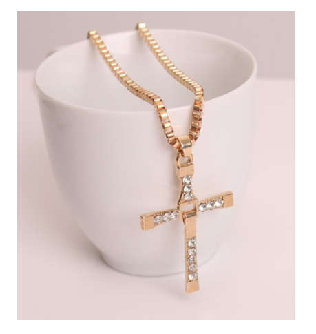 Stylish Sim Diamonds Set in 18ct Unisex Yellow Gold Filled Cross with Matching Neck Chain