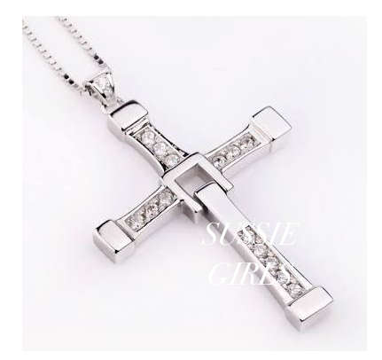 Attractive Diamante in 925 Sterling Silver Cross with free Matching Chain Imported Filled Jewellery