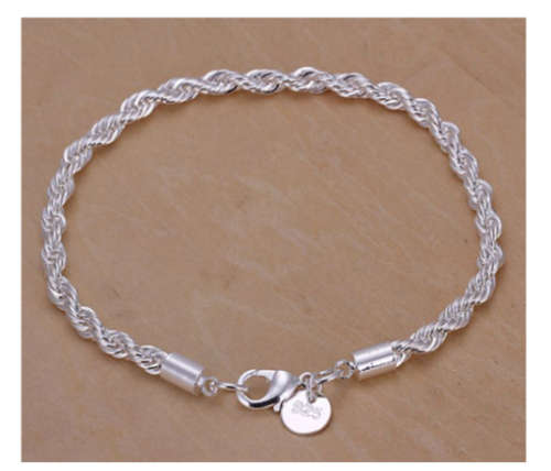 Classy 4mm 925 Sterling Silver Imported Filled Rope Bracelet