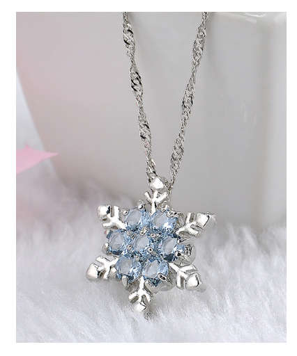 Charming Vintage Blue Snowflake Zircon with Free Matching Necklaces
